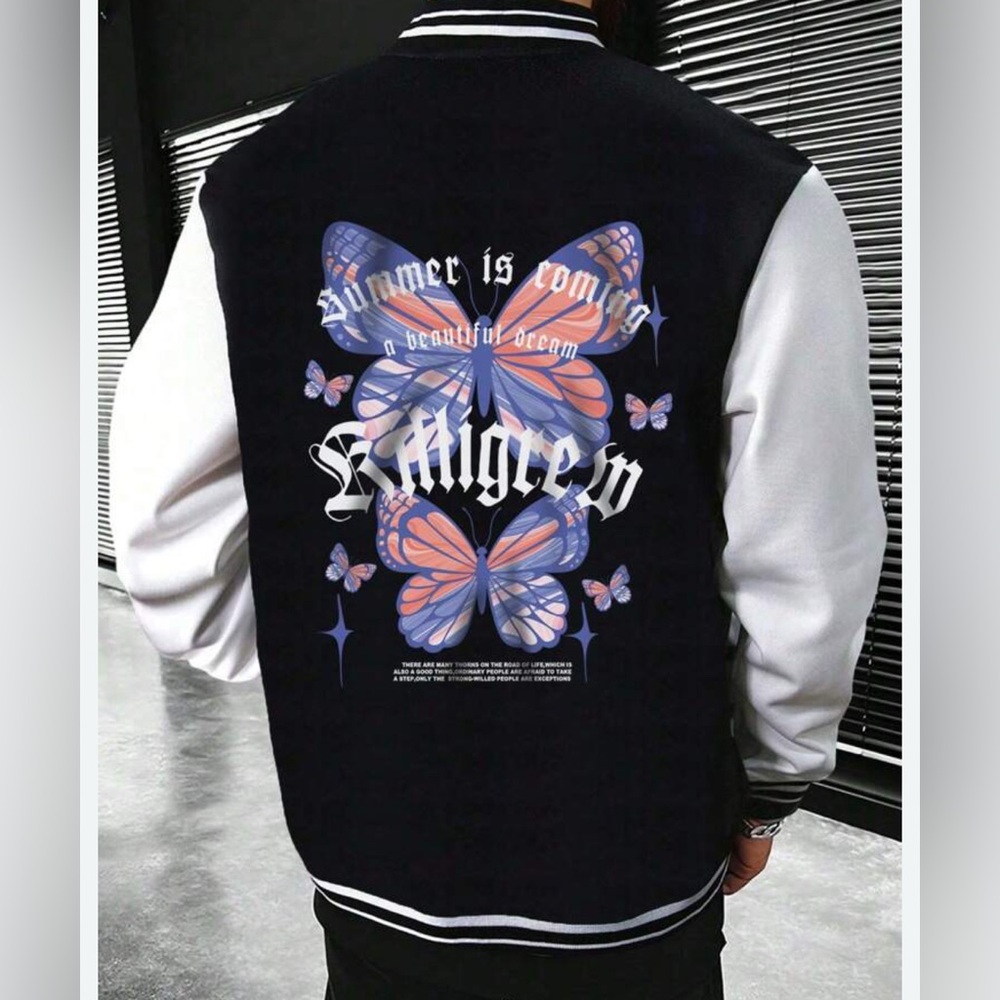 Varsity Jacket Size Xl Mens Coat anime new Bomber butterfly
